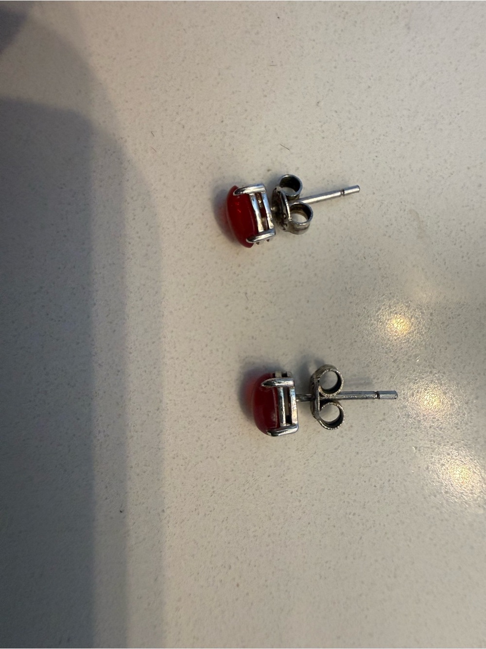 Red Sterling Silver Stud Earrings - Unbranded